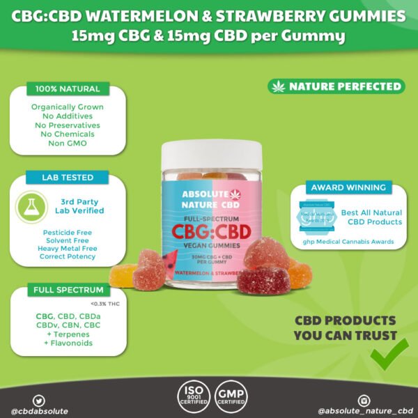 CBG CBD Watermelon & Strawberry Flavor Gummies